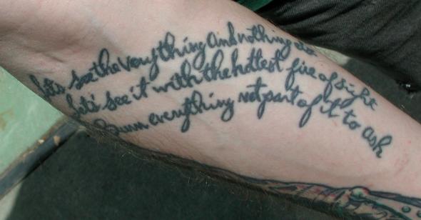 text of tattoo